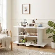 HOMCOM Mobilier unghiular cu roți și rafturi, până la 42", alb | Aosom Romania