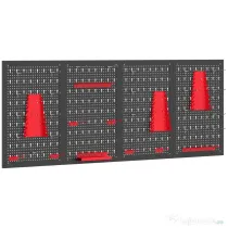 HOMCOM Panou pentru Unelte de Perete cu Cârlige, Negru și Roșu