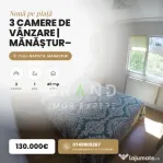 3 CAMERE DE VÂNZARE | MĂNĂȘTUR–Str.Mehedinți | Etaj 3