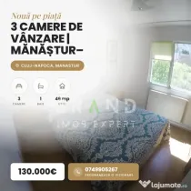 3 CAMERE DE VÂNZARE | MĂNĂȘTUR–Str.Mehedinți | Etaj 3