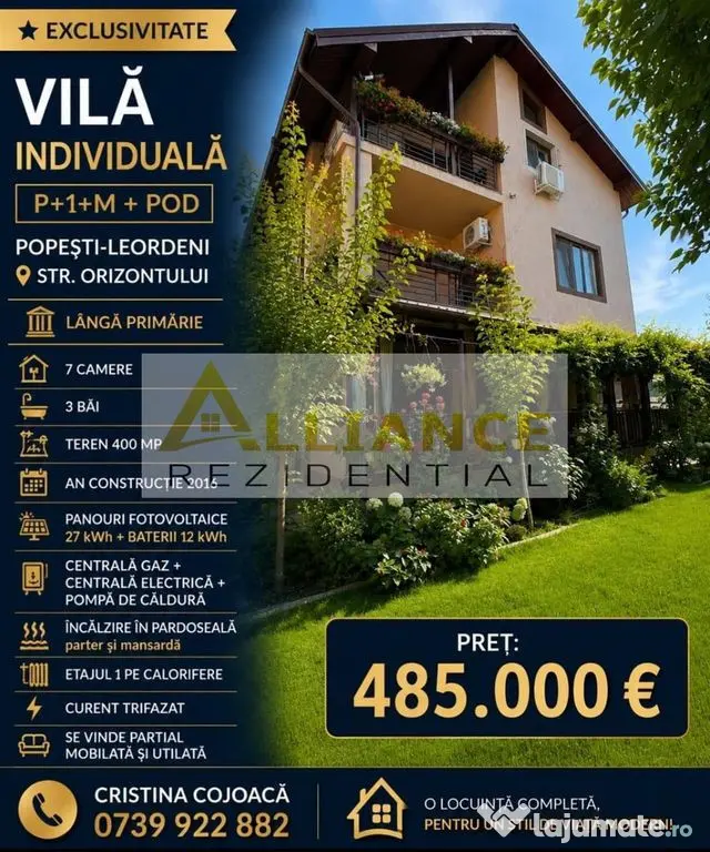 Vila Individuala 7 camere Popesti Leordeni 400 mp teren 2...