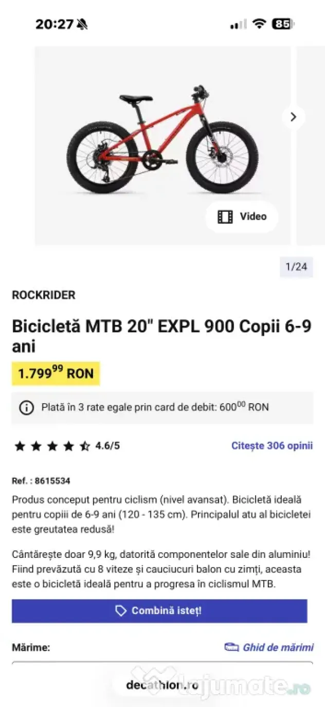 Bicicletă copii 6-8 ani