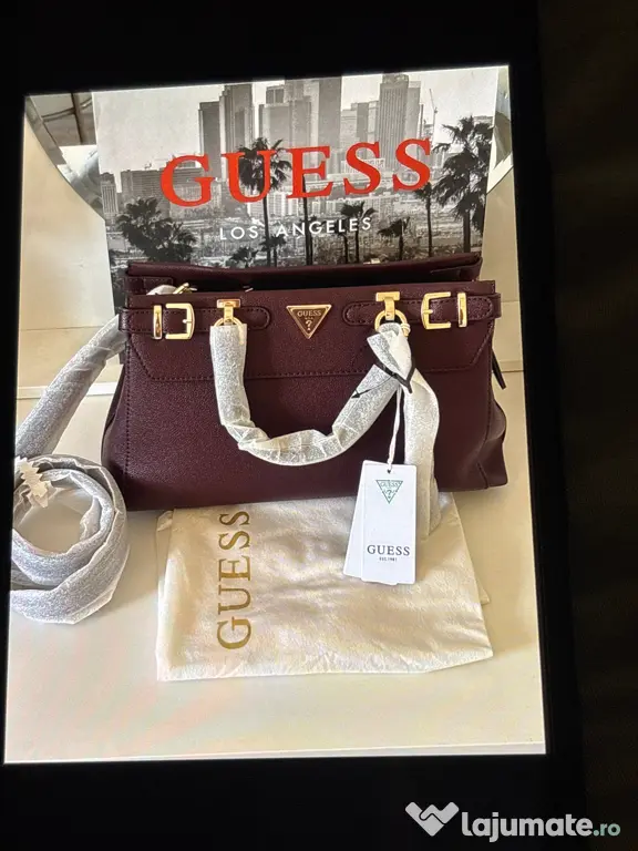 geanta guess burgundy noua