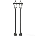 Outsunny Set 2 Felinare Solare pentru Grădină cu 2 LED-uri și Aprindere Automată, Negru