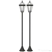Outsunny Set 2 Felinare Solare pentru Grădină cu 2 LED-uri și Aprindere Automată, Negru 
