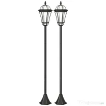 Outsunny Set 2 Felinare Solare pentru Grădină cu 2 LED-uri și Aprindere Automată, Negru