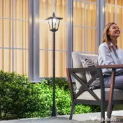 Outsunny Set 2 Felinare Solare pentru Grădină cu 2 LED-uri și Aprindere Automată, Negru 