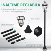 Outsunny Set 2 Felinare Solare pentru Grădină cu 2 LED-uri și Aprindere Automată, Negru 
