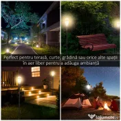 Outsunny Set 2 Felinare Solare pentru Grădină cu 2 LED-uri și Aprindere Automată, Negru 