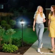 Outsunny Set 2 Felinare Solare pentru Grădină cu 2 LED-uri și Aprindere Automată, Negru 