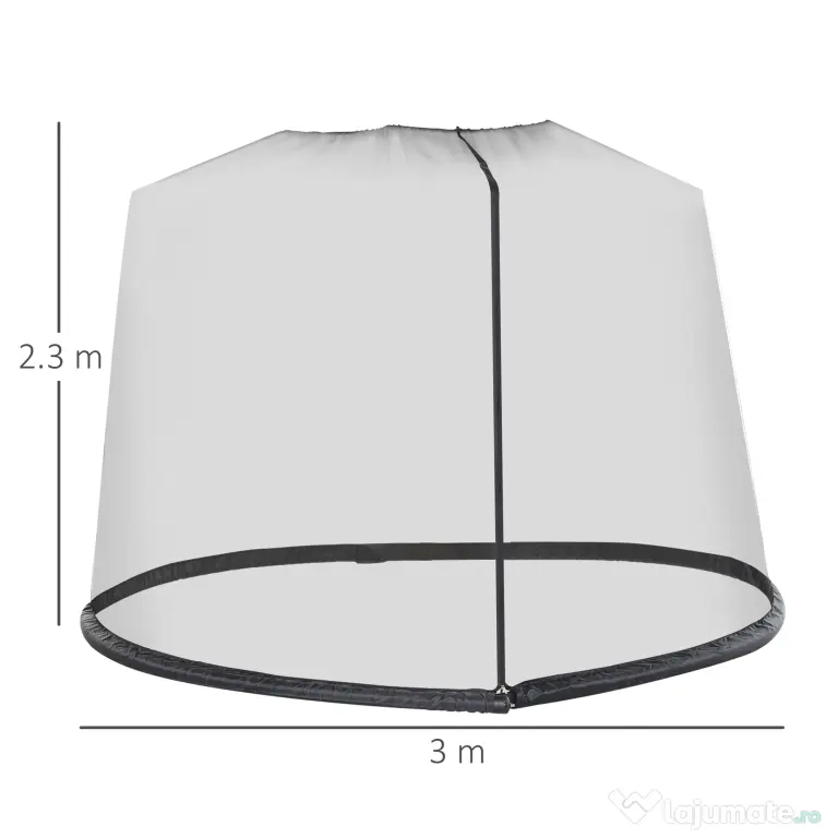 Outsunny, Plasă anti țânțari pentru umbrelă, Pentru Aer Liber, Material tip plasă, Oxford, 300cm x 300cm x 230cm, Negru