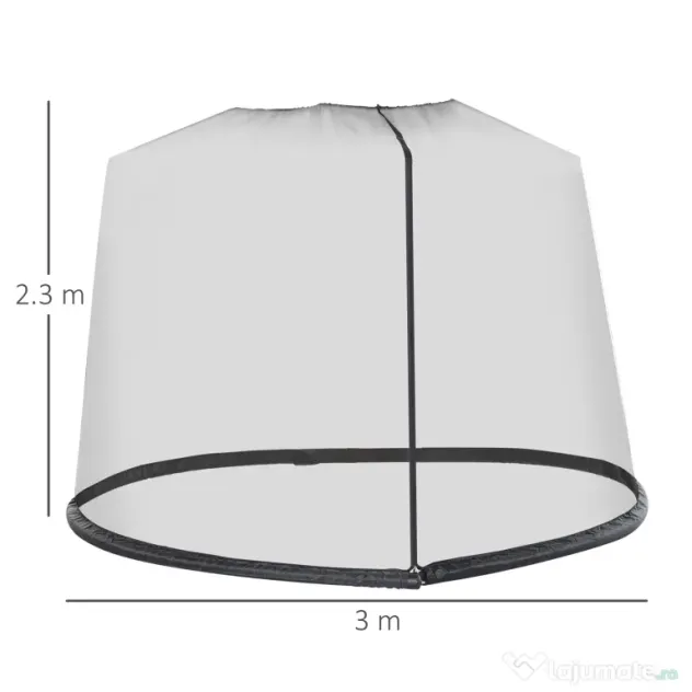 Outsunny, Plasă anti țânțari pentru umbrelă, Pentru Aer Liber, Material tip plasă, Oxford, 300cm x 300cm x 230cm, Negru