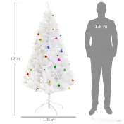 HOMCOM Brad de Crăciun 180 cm con 930 Ramuri Împodobit, Alb