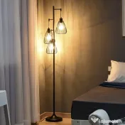 HOMCOM Lampa de podea Lampă cu picior Design vintagecindustrial din metal culoare negru 