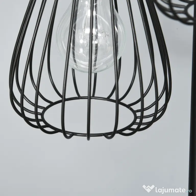 HOMCOM Lampa de podea Lampă cu picior Design vintagecindustrial din metal culoare negru