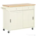 Homcom Insula Bucatarie – Lemn & MDF, Cu Sertare, Dulap & Roti