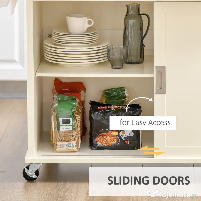 Homcom Insula Bucatarie – Lemn & MDF, Cu Sertare, Dulap & Roti
