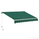 Outsunny Umbrelă de Soare cu Manivelă 3x2 m cu Unghi Reglabil, din Aluminiu, Oțel și Poliester Verde