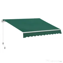 Outsunny Umbrelă de Soare cu Manivelă 3x2 m cu Unghi Reglabil, din Aluminiu, Oțel și Poliester Verde