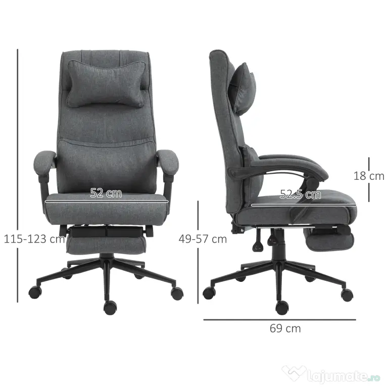 Vinsetto Scaun Birou Ergonomic Reglabil cu Tetiera si Suport Picioare