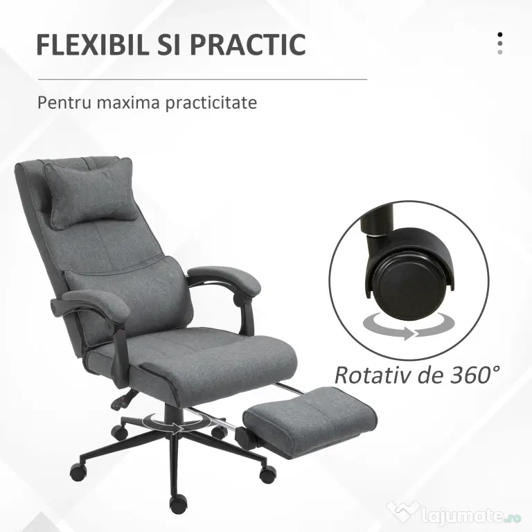 Vinsetto Scaun Birou Ergonomic Reglabil cu Tetiera si Suport Picioare
