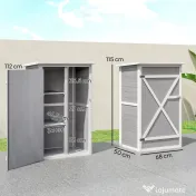 Outsunny Dulap de Grădină din Lemn, Căsuță pentru Scule și Unelte de Exterior cu 2 Rafturi și Acoperiș Impermeabil Bituminoas, 75x56x115 cm, Gri