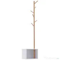 HOMCOM Cuier Dulap pantofi cu 6 Agatatoare in Bambù, Alb, 40x30x180cm