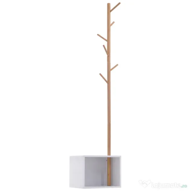 HOMCOM Cuier Dulap pantofi cu 6 Agatatoare in Bambù, Alb, 40x30x180cm