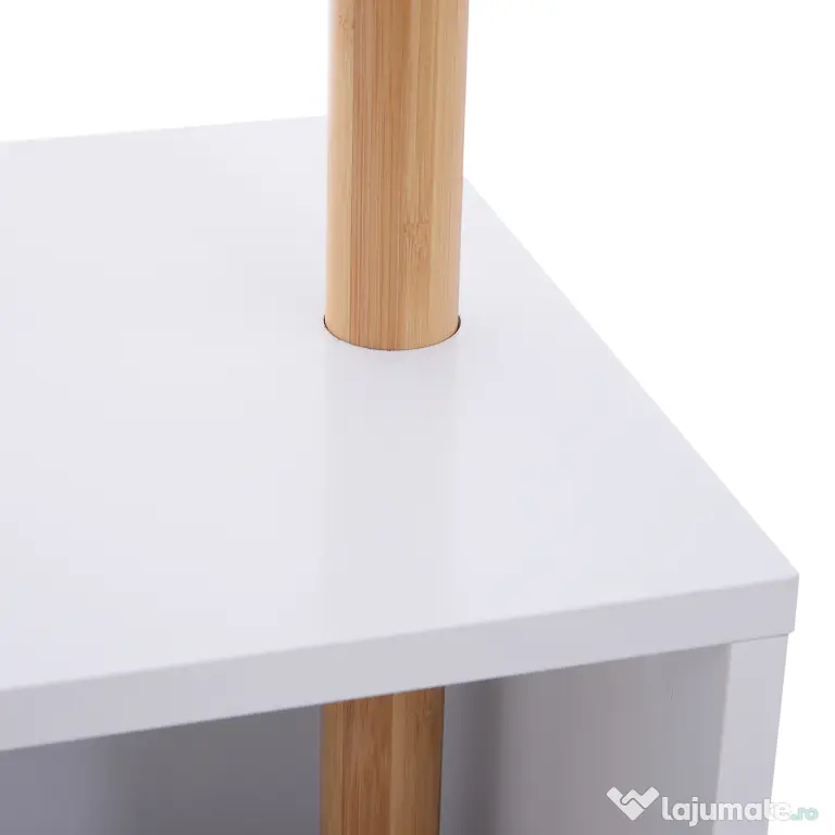 HOMCOM Cuier Dulap pantofi cu 6 Agatatoare in Bambù, Alb, 40x30x180cm
