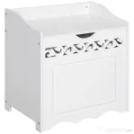 HOMCOM Dulap de depozitare alb cu model sculptat – mobilier pentru lenjerii, haine și jucării 55×34×58 cm