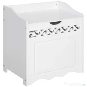 HOMCOM Dulap de depozitare alb cu model sculptat – mobilier pentru lenjerii, haine și jucării 55×34×58 cm 