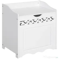 HOMCOM Dulap de depozitare alb cu model sculptat – mobilier pentru lenjerii, haine și jucării 55×34×58 cm