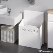 HOMCOM Dulap de depozitare alb cu model sculptat – mobilier pentru lenjerii, haine și jucării 55×34×58 cm 
