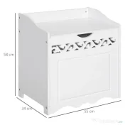HOMCOM Dulap de depozitare alb cu model sculptat – mobilier pentru lenjerii, haine și jucării 55×34×58 cm 