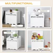 HOMCOM Dulap de depozitare alb cu model sculptat – mobilier pentru lenjerii, haine și jucării 55×34×58 cm 