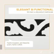 HOMCOM Dulap de depozitare alb cu model sculptat – mobilier pentru lenjerii, haine și jucării 55×34×58 cm 