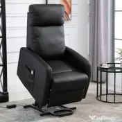 HOMCOM Fotoliu Ridicare Electric 145° – Rabatabil pentru Varstnici, Negru 