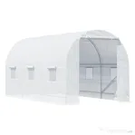 Outsunny Sera pentru Gradina Tip Tunel pentru Plante din PE si tevi de Otel, Alba, 450x200x200 cm