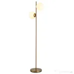 HOMCOM Lampă de Podea cu 2 Lumini și Abajururi Sferice, Comutator de Picior și Soclu E27, Ø28x165 cm, Aur