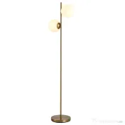 HOMCOM Lampă de Podea cu 2 Lumini și Abajururi Sferice, Comutator de Picior și Soclu E27, Ø28x165 cm, Aur 