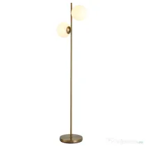 HOMCOM Lampă de Podea cu 2 Lumini și Abajururi Sferice, Comutator de Picior și Soclu E27, Ø28x165 cm, Aur