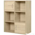 Homcom Biblioteca Lemn Natural – Compartimente si Usi Basculante