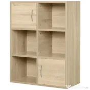 Homcom Biblioteca Lemn Natural – Compartimente si Usi Basculante 