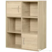 Homcom Biblioteca Lemn Natural – Compartimente si Usi Basculante