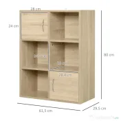 Homcom Biblioteca Lemn Natural – Compartimente si Usi Basculante 