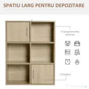 Homcom Biblioteca Lemn Natural – Compartimente si Usi Basculante 