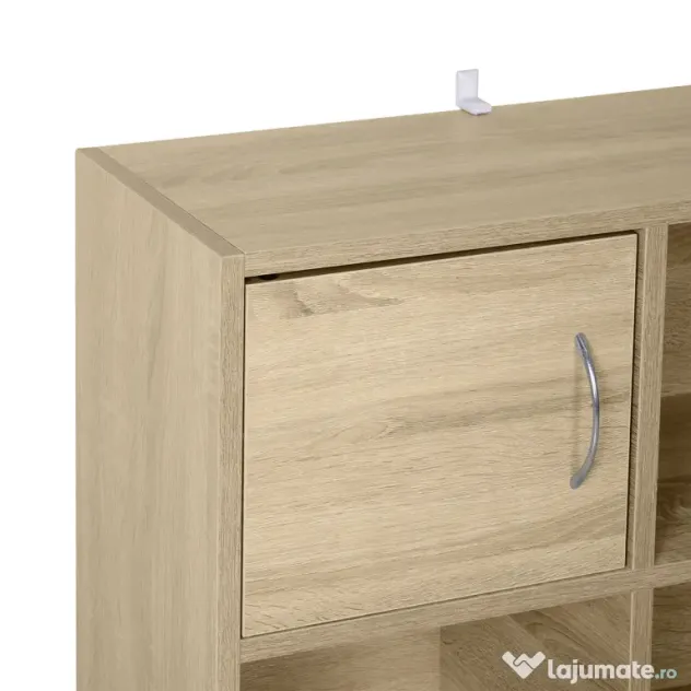 Homcom Biblioteca Lemn Natural – Compartimente si Usi Basculante