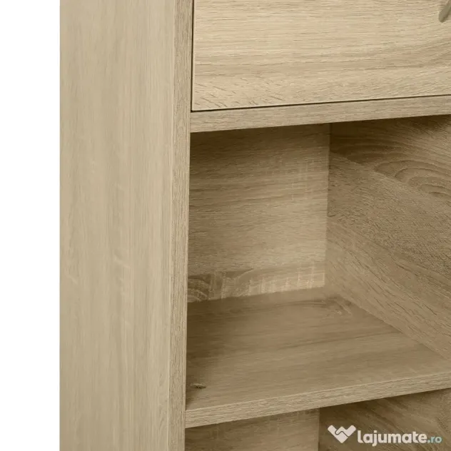 Homcom Biblioteca Lemn Natural – Compartimente si Usi Basculante