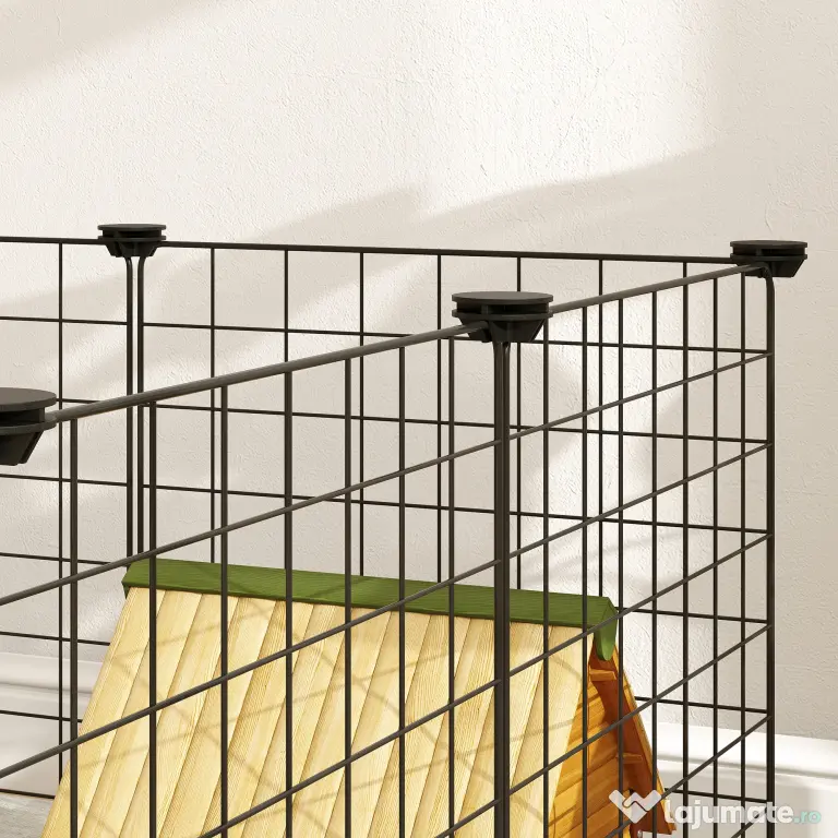 Pawhut tarc Modular Animale – 12 Panouri, 35×35 cm, Negru