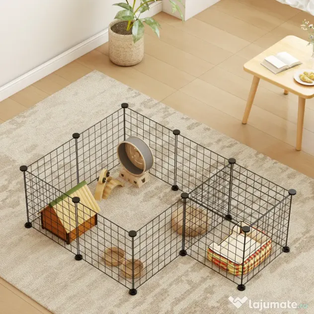 Pawhut tarc Modular Animale – 12 Panouri, 35×35 cm, Negru